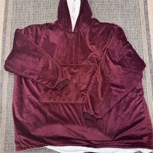 The Comfy Burgundy Hooded Blanket Sweatshirt